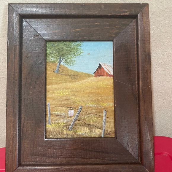 Rustic Framed Landscape Painting ( 11.5 in tall x 9.5 inches wide) - Picture 2 of 4